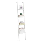 SoBuy FRG15-W Estantería de Diseño, Estantería Librería, Estantería de Pared, 4 Estantes, 33 x 23 x 180 cm, ES