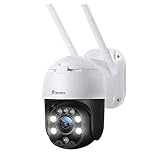 Ctronics Camara de Vigilancia Exterior WiFi Cámara de Seguridad Cámara IP Visión Nocturna Color Vista Panorámica/Inclinación de 360°Seguimiento Automático Detección Humana Audio Bidireccional (blanco)