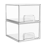 Paquete de 2 cajones de almacenamiento apilables, organizadores de baño de acrílico Vtopmart, despensa, organización del hogar y almacenamiento