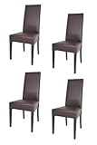 t m c s Tommychairs - Set 4 sillas Luisa para Cocina, Comedor, Bar y Restaurante, solida Estructura en Madera de Haya Color wengè y Asiento tapizado en Polipiel Color Moka