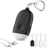 Alarma Personal Autodefensa de Bolsillo Hion - Llavero de Defensa Personal Recargable 130 dB con Iluminación LED para Mujeres, Niños y Personas Mayores - Potente y Confiable(Negro, 1)