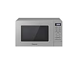 Panasonic NN-J19K - Microondas con Grill (800W, 20L, 5 niveles de potencia, Grill de Cuarzo de 1000W, Plato Giratorio de 255mm, 9 modos automáticos, Pantalla LCD Blanca) color plata