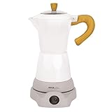 Jocca - Cafetera Italiana Eléctrica Línea Nature Blanca | 6 Tazas | Jarra Sin Cables | Base Eléctrica | Giro 360º | Jarra con Asa de Frío | Apagado automático | Mantiene el Calor (Blanca)