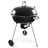 kisidus Barbacoa de carbón vegetal con tapa y ruedas, 54 cm de diámetro, compacta y fácil de transportar, perfecta para camping y eventos al aire libre, 64 x 64 x 99 cm