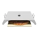 Horno para pizza con piedra para pizza para barbacoa y horno de gas, ideal para horno de leña y camping, con termómetro manual, tamaño de pizza de 30,48 cm, máx. 260 °C (con pala para pizza)