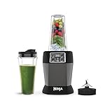 Ninja Batidora de vaso individual, 1000 W, 2 programas automáticos, Batir, Max Blend, Pulsar, 2 vasos de 700 ml con tapa, tecnología Auto-iQ, piezas aptas para lavavajillas, en negro, BN495EU