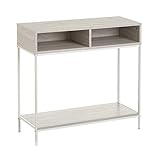 LOLAhome | Mueble Recibidor | Consola Auxiliar| Mesa Estrecha y Alta para Entrada Salón Habitación o Cocina Madera y Metal | 75x80x30 cm Madera Blanco