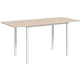 HOMCOM Mesa de Comedor Extensible para 4-6 Personas Mesa de Cocina Moderna con Patas de Acero para Salón Comedor 160x70x76 cm Madera Natural