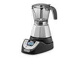 De'Longhi EMKP42.B Alicia PLUS - Cafetera Moka Eléctrica, 450 W, 2-4 Tazas, Plástico, Negro/Plata