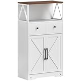 HOMCOM Aparador de Salón Armario Multiusos con Estantes Cajones Puertas Granero Aparador para Cocina Dormitorio 60x31x108 cm Blanco
