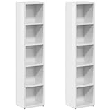vidaXL 2X Estantería de CDs Armario Estante de Pie Almacenamiento Almacenaje Mueble Libros Práctico Decorativo Casa Hogar Blanco Brillo Contrachapada