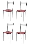 t m c s Tommychairs - Set 4 sillas Elena para Cocina, Comedor, Bar y Restaurante, Estructura en Acero Cromado y Asiento en Madera Color anilina roja