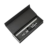 Enfriador de vino por varilla de acero inoxidable 304, con aireador y decantador antigoteo con tapón. Kit 3 en 1 en elegante caja negra con cierre por imanes. Regalo elegante, sofisticado y original.