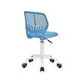 FurnitureR Sillas giratorias de Comedor, 1 Silla de Cocina, Silla Acolchada, Silla giratoria, cómoda Silla con Ruedas, Respaldo, Silla sin Brazos para Comedor, Sala de Estar, Azul M