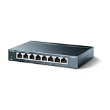TP-Link TL-SG108 V3.0, Switch de Escritorio Red (10/100/1000 Mbps, Carcasa de Acero, IEEE 802.3 X, Auto-MDI/MDIX, Plug and Play, Ahorro de Energía, Puertos RJ45), 8 Puertos Gigabit, Color negro
