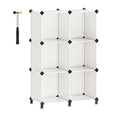 SONGMICS Estantería Modular de 6 Compartimentos, Organizador Modular de Plástico con Patas, Zapatero, Cubo de 30 x 30 x 30 cm, Salón, Dormitorio, Estudio, Martillo de Goma, Blanco Crema LPC111M01