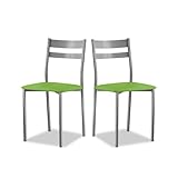 ASTIMESA Dos Sillas de Cocina Respaldo Franjas Verde