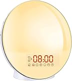Cadrim Wake Up Light Despertador Luz Despertador Simulación de Amanecer y Atardecer con 7 Luces de Colores, Función Snooze, 8 Sonidos Naturales, Radio FM, 20 Niveles de Brillo