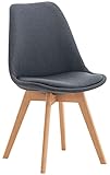 CLP Silla De Comedor Linares En Tela, Terciopelo o En Polipropileno & Cojín En Simil Cuero I Silla De Salón Nórdica con Base De Madera I, Color:Gris Oscuro, Material de Base:Tela