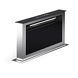 Klarstein Campana Extractora 60cm Extra Fina, Cocina Tiro Descendente, Extractor Cocina Recirculación 2 en 1, Flujo de Aire 576m³/h, Ventilador Campanas Extractoras LED y Panel Táctil