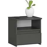 AKORD | Mesita de Noche pequeña con 1 cajón y 1 Estante | Armario de Dormitorio | Mueble Multiusos | CajoNero Escritorio | 40 x 40 x 35 cm | Laminado de aglomerado de 16 mm | Gris Grafito