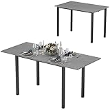 HOMCOM - Mesa de comedor extensible, mesa de cocina para 6 personas, con gran bandeja de marco de acero, diseño moderno, gris oscuro