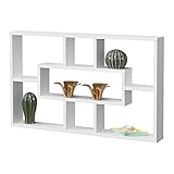 [en.casa] Estantería para Pared Qinngua 77 x 10 x 48 cm con 7 Compartimientos de Almacenamiento Estante Flotante Decoración de Salón o Dormitorio Blanco Lacado Mate