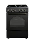 COCINA VITROCERÁMICA VTC50NEGRA CON HORNO ELECTRICO SOLTHERMIC NEGRA RÚSTICA ACABADOS DORADOS/50 CM ancho, 3 FUEGOS/HORNO ELECTRICO