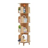 LENDISIY Estantería giratoria para libros, de oficina, de pie, decorativa, con ruedas, para salón, habitación infantil (4 niveles)