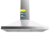 Cecotec Campana Extractora 90 cm Piramidal Bolero Flux PM 906500 Inox A. Motor 165W, Acabado Negro, Succión 650m3/h, Control Mecánico, 3 Niveles de Potencia, Luz y Filtro de Carbono