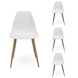 Pack de 4 sillas de Comedor Cairo Nordic Asiento de Polipropileno y Patas de Metal símil Madera (Blanco)