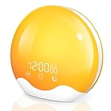 Laliled Despertador Luz Pantalla Táctil,Wake Up Light LED Simulación de Amanecer y Atardece, 2 Alarmas, 20 Niveles Brillo, 12 Luces de Colores 5 Sonidos Naturale,Función Snooze, Radio FM