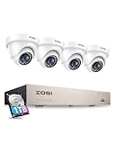 ZOSI 5MP Lite Kit de Cámara de Seguridad 8CH H.265+ Videograbador DVR con (4) 1080P Cámara de Vigilancia Exterior, 1TB Disco Duro, 20m Visión Nocturna, Alarma Email, P2P