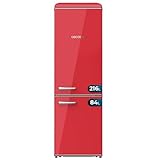 Cecotec Frigorífico Retro Combi de 300L Bolero CoolMarket Combi Origin 300 Red E, Clase E, LED interior, Crisper Box, control de temperatura, tirador cromado y bandejas de cristal.