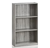Furinno Estantería Básica De 3 Niveles para Estanterías, Gris Roble Francés, 99736Gyw