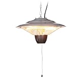 Blumfeldt Calefactor de techo, radiador infrarrojo con tubos halógenos, calefactor bajo consumo, 2 niveles de calor, estufa electrica, Plateado