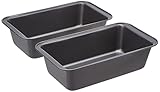 Amazon Basics - Rectangular Molde antiadherente para pan de acero al carbono, 27 x 15 x 7 cm, paquete de 2, Gris