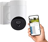 Somfy 2401560 - Outdoor camera Blanca Somfy protect , cámara de vigilancia , 1080p visión nocturna y sirena integrada , conectividad WiFi y grabaciones gratis