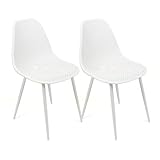 THE SECRET HOME - Conjunto de 2 y 4 Sillas en Polipropileno y Metal/Madera - Asiento de Diseño Ideal para Comedor y Cocina - Varios Modelos (2, Modelo 7 - Blanco)