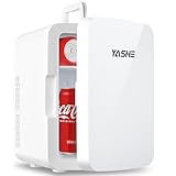 YASHE Mininevera de 10 litros/12 latas, nevera pequeña para dormitorio, enfriador y calentador termoeléctrico para cuidado de la piel, bebidas, oficina, dormitorio, coche, Whitede