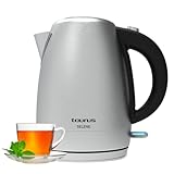 Taurus Hervidor de Agua Eléctrico Selene, 2200W, 1.7L, Ebullición Rápida, Sin BPA, Base 360º, Acero Inoxidable y Cristal, Sistemas de Seguridad, Resistencia Oculta, Filtro Extraíble, Cable 0,7 m