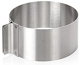 wenco Anillo para tartas ajustable de 16 a 30 cm, 8 cm de alto, de acero inoxidable, accesorio para hornear, resistente al calor hasta 180 °C, inoxidable, plateado, apto para lavavajillas