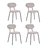 JZGORC Juego de 4 Sillas de Comedor, Silla de Cocina Apilable, Silla Tapizada de Ocio con Patas de Metal Negro para Sala de Estar, Comedor, Cocina, Dormitorio - Caqui