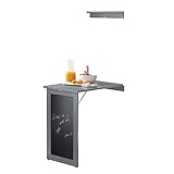 SoBuy FWT20-HG Mesa Plegable de Pared para Comedor Cocina Escritorio con Pizarra Frontal Gris ES