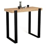 IDMarket Phoenix - Mesa alta de bar de madera y negro (113 cm)