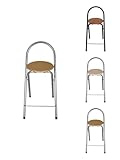 JARDIN202 - Taburete Plegable 80x40x45 cm - Elegante y Duradero en Negro y Plata con Reposapiés, Ideal para Cocina | Unidad (Plata)