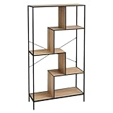 LOLAhome Estantería geométrica con 5 estantes de Madera Natural Clara y Metal de 80x30x147 cm