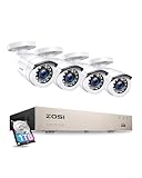 ZOSI 5MP Lite Kit Alámbrico de Cámara de Vigilancia Seguridad 8CH 2MP H.265+ Grabadora DVR con (4) CCTV Cámara Exterior, Visión Nocturna, Alarma de Movimiento, 1TB Disco Duro