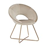 Duhome Silla de Comedor diseño Retro con Brazos Silla tapizada Vintage sillón con Patas de Metallo 439D, Color:Beige, Material:Terciopelo