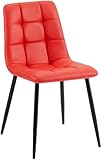 CLP Silla de Comedor Antibes tapizada en Polipiel I Butaca de salón con Base metálica de 4 Patas I Asiento de Cocina, Color:Rojo